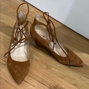 Brown suede wedge heels